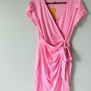 BRAND NEW-Elegant Pink Wrap Dress